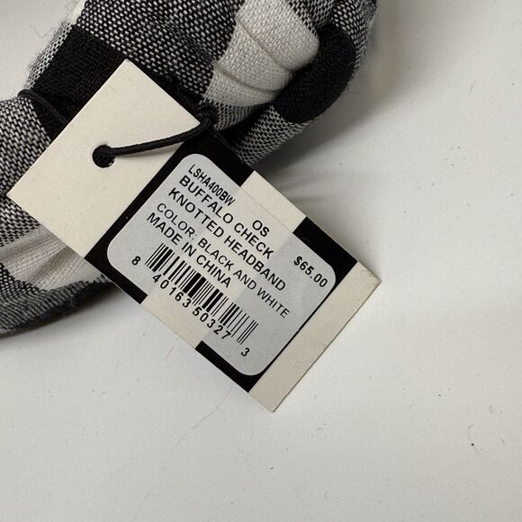 Lele Sadoughi Buffalo Check Knotted Headband In Black & White New - Picture 6 of 6